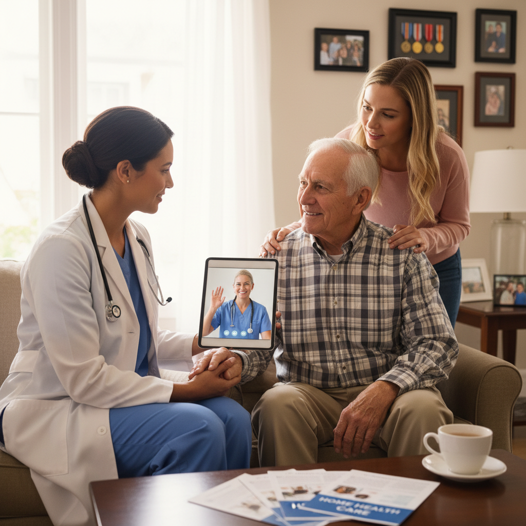 Caregiver helping senior